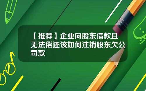 【推荐】企业向股东借款且无法偿还该如何注销股东欠公司款