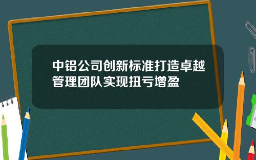 中铝公司创新标准打造卓越管理团队实现扭亏增盈