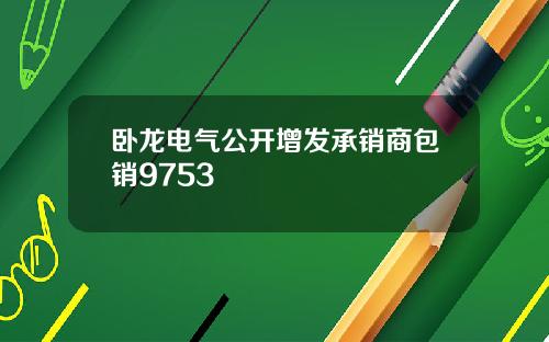 卧龙电气公开增发承销商包销9753