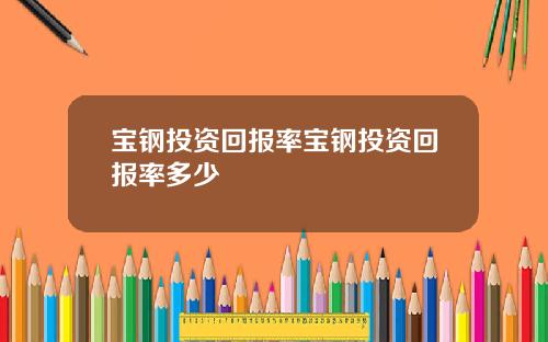 宝钢投资回报率宝钢投资回报率多少