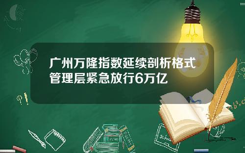 广州万隆指数延续剖析格式管理层紧急放行6万亿