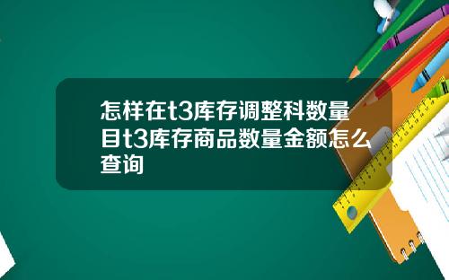 怎样在t3库存调整科数量目t3库存商品数量金额怎么查询