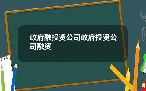 政府融投资公司政府投资公司融资