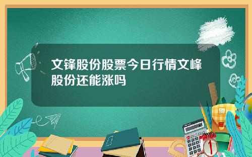 文锋股份股票今日行情文峰股份还能涨吗