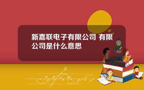 新嘉联电子有限公司 有限公司是什么意思