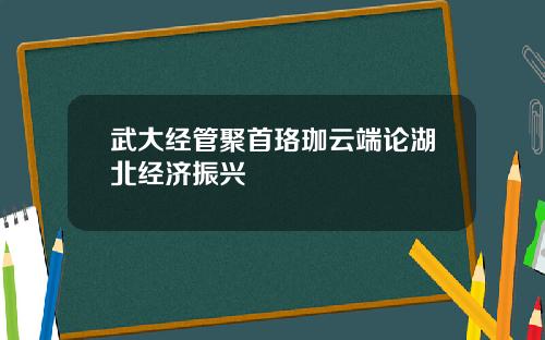 武大经管聚首珞珈云端论湖北经济振兴