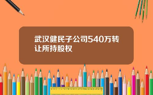 武汉健民子公司540万转让所持股权