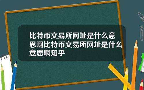 比特币交易所网址是什么意思啊比特币交易所网址是什么意思啊知乎