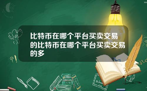 比特币在哪个平台买卖交易的比特币在哪个平台买卖交易的多