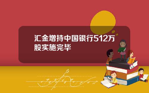 汇金增持中国银行512万股实施完毕