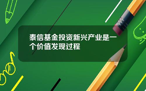 泰信基金投资新兴产业是一个价值发现过程