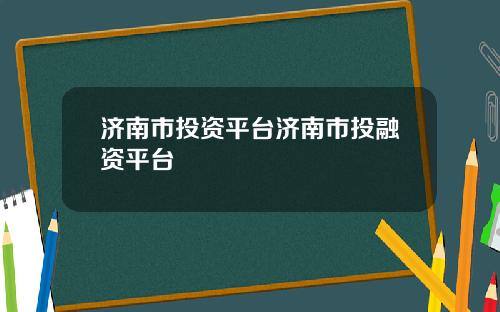 济南市投资平台济南市投融资平台