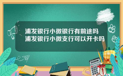 浦发银行小微银行有前途吗浦发银行小微支行可以开卡吗