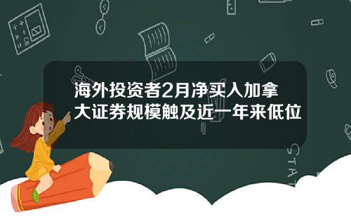 海外投资者2月净买入加拿大证券规模触及近一年来低位