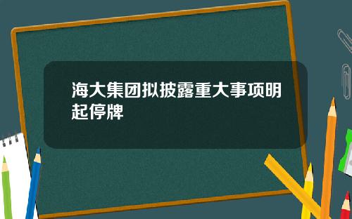 海大集团拟披露重大事项明起停牌