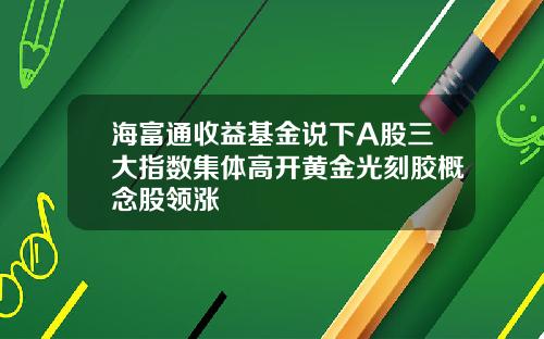 海富通收益基金说下A股三大指数集体高开黄金光刻胶概念股领涨