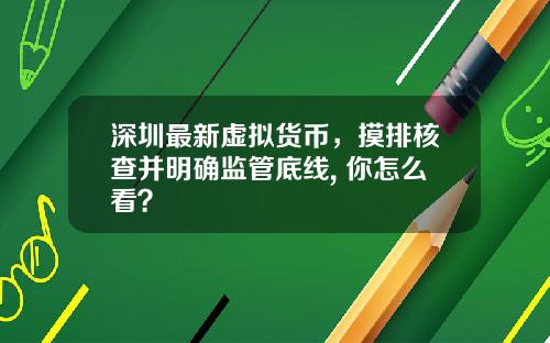 深圳最新虚拟货币，摸排核查并明确监管底线, 你怎么看？