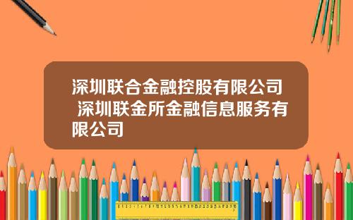 深圳联合金融控股有限公司 深圳联金所金融信息服务有限公司