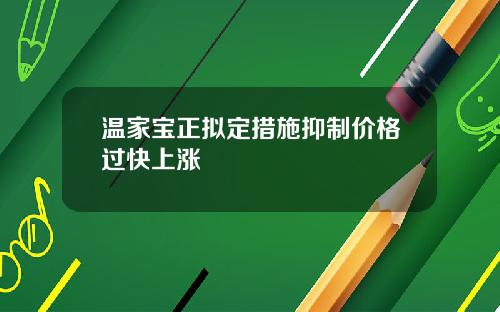 温家宝正拟定措施抑制价格过快上涨