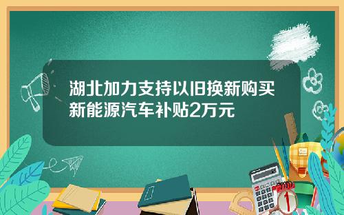 湖北加力支持以旧换新购买新能源汽车补贴2万元