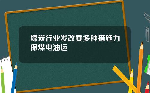 煤炭行业发改委多种措施力保煤电油运