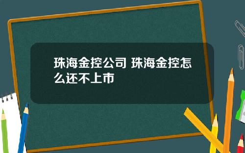 珠海金控公司 珠海金控怎么还不上市