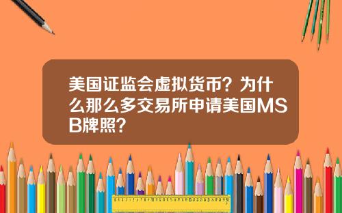 美国证监会虚拟货币？为什么那么多交易所申请美国MSB牌照？