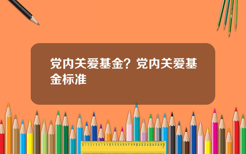 党内关爱基金？党内关爱基金标准