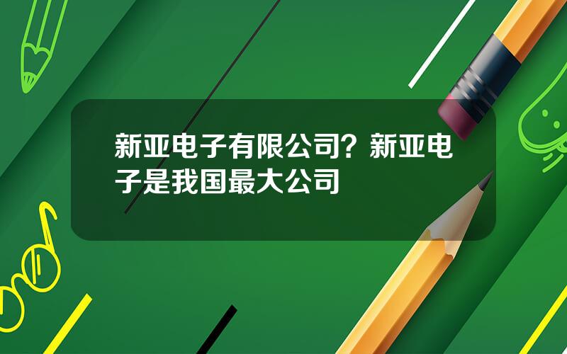 新亚电子有限公司？新亚电子是我国最大公司