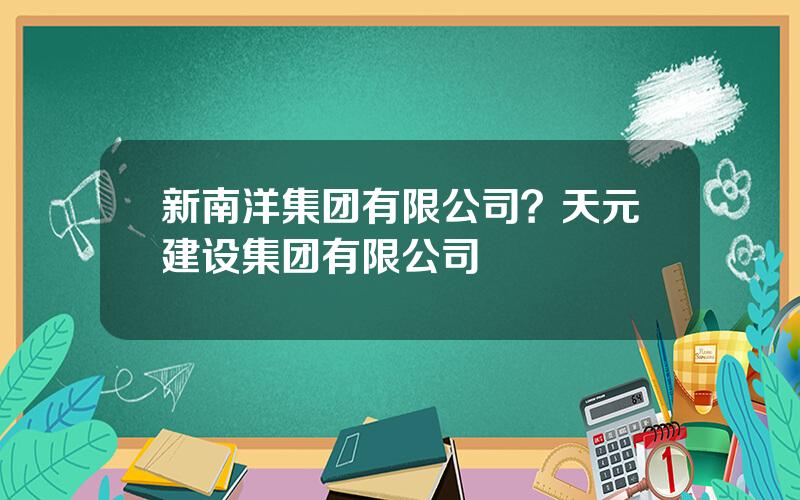 新南洋集团有限公司？天元建设集团有限公司