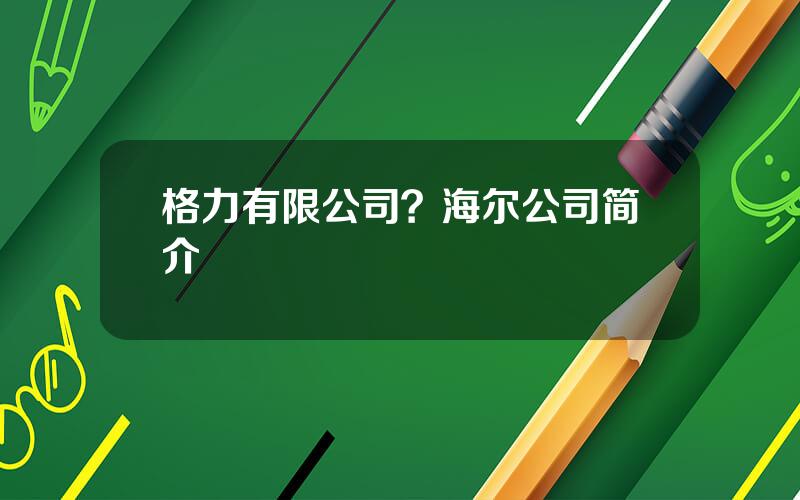 格力有限公司？海尔公司简介