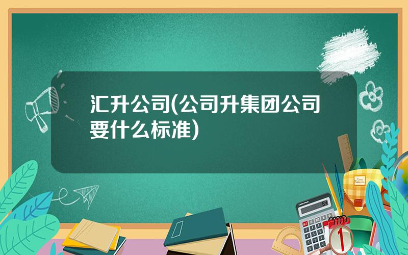 汇升公司(公司升集团公司要什么标准)