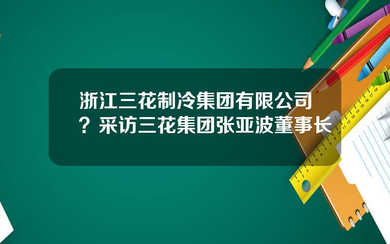 浙江三花制冷集团有限公司？采访三花集团张亚波董事长