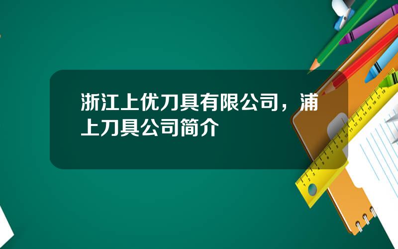 浙江上优刀具有限公司，浦上刀具公司简介