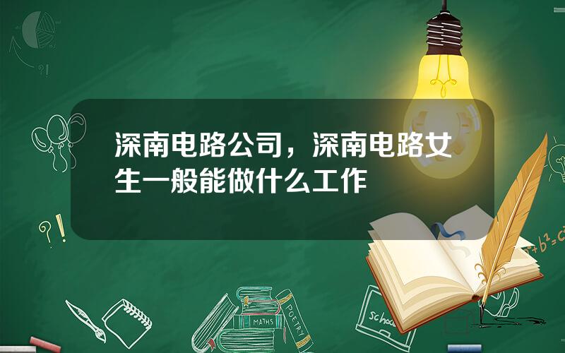 深南电路公司，深南电路女生一般能做什么工作