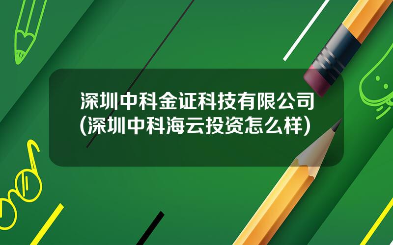 深圳中科金证科技有限公司(深圳中科海云投资怎么样)