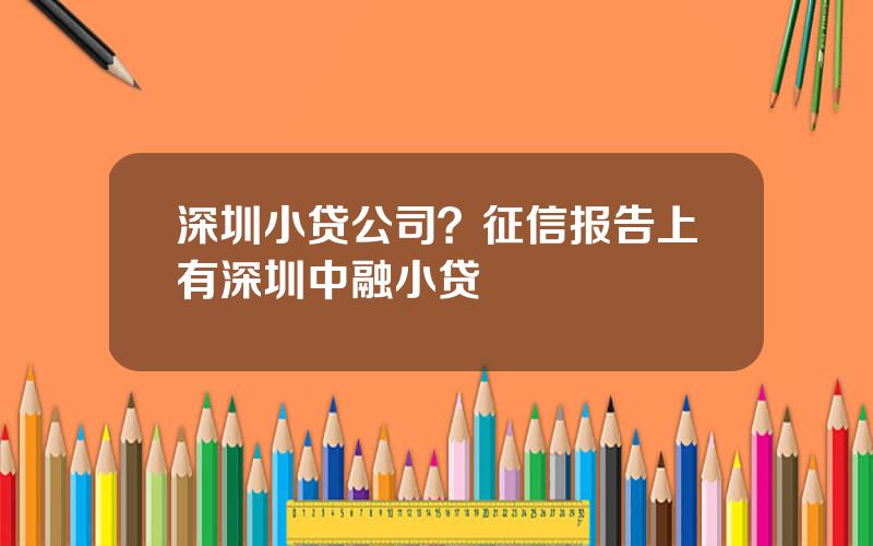 深圳小贷公司？征信报告上有深圳中融小贷