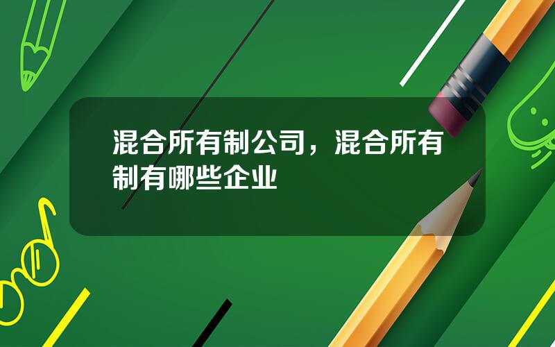 混合所有制公司，混合所有制有哪些企业