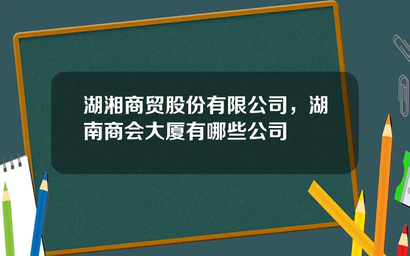 湖湘商贸股份有限公司，湖南商会大厦有哪些公司