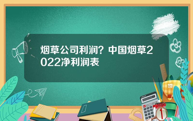 烟草公司利润？中国烟草2022净利润表