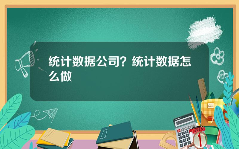 统计数据公司？统计数据怎么做