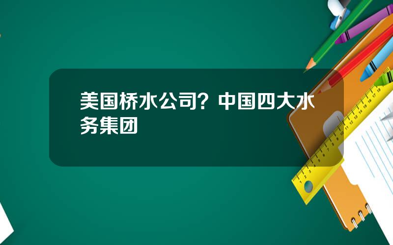 美国桥水公司？中国四大水务集团