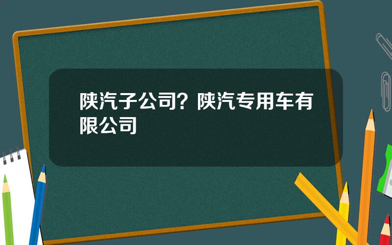 陕汽子公司？陕汽专用车有限公司